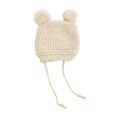 Ponponlu Triko Bebek Beresi Çift Ponponlu %100 Triko (0-18 Ay/Unisex)