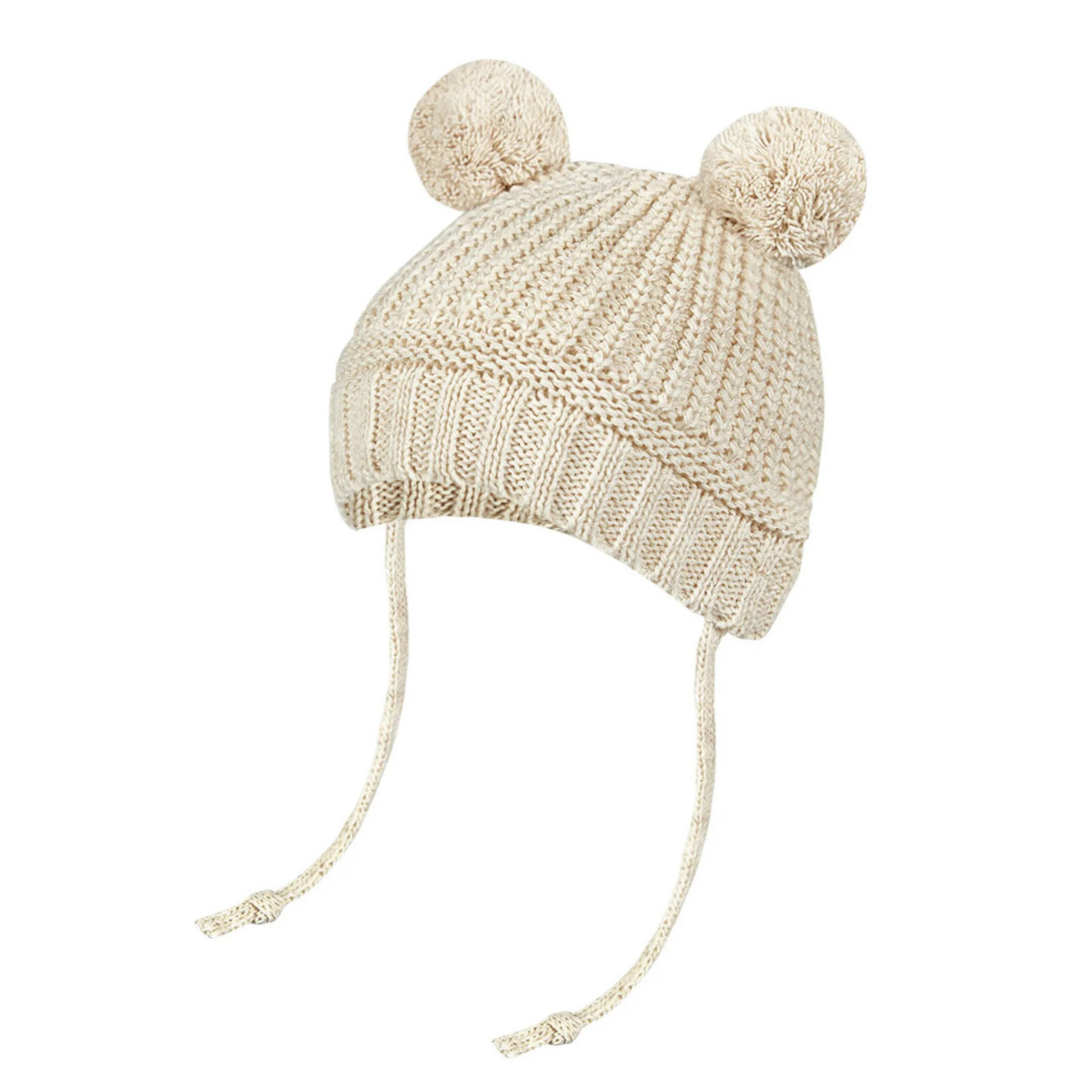 Ponponlu Triko Bebek Beresi Çift Ponponlu %100 Triko (0-18 Ay/Unisex) Vizon