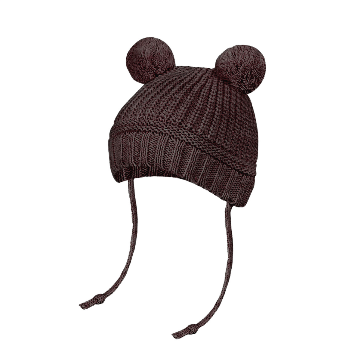 Ponponlu Triko Bebek Beresi Çift Ponponlu %100 Triko (0-18 Ay/Unisex) Kahverengi