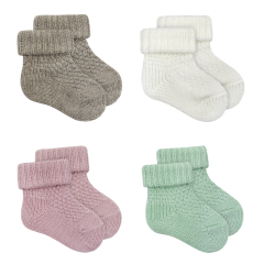 4'lü Triko Bebek Çorap %100 Triko (0-3 Ay/Unisex)